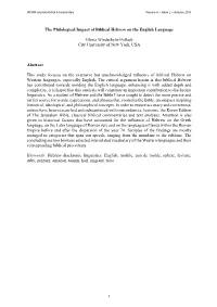 The Philological Impact of Biblical Hebrew on the English Language