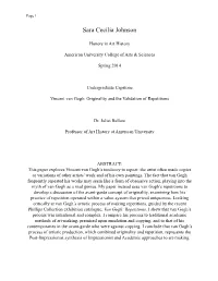 Vincent Van Gogh: Originality and the Validation of Repetitions