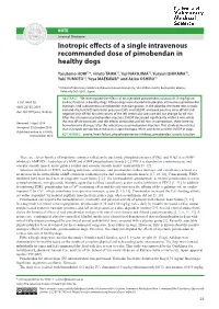 Inotropic Effects of a Single Intravenous Recommended Dose of Pimobendan in Healthy Dogs
