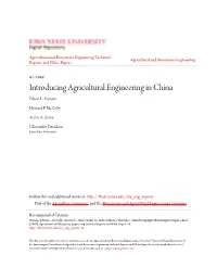Introducing Agricultural Engineering in China Edwin L