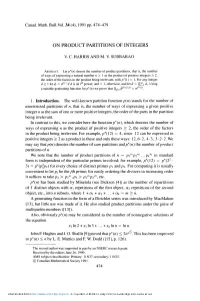 On Product Partitions of Integers