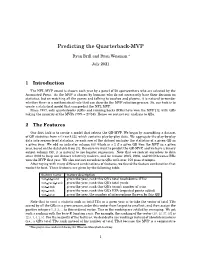 Predicting the Quarterback-MVP
