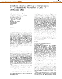 Serotonin Inhibition of Synaptic Transmission: G␣O Decreases the Abundance of UNC-13 at Release Sites