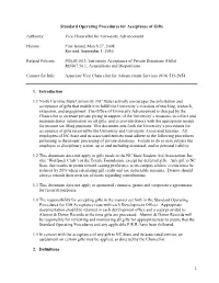 Standard Operating Procedures for Acceptance of Gifts