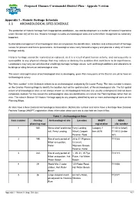 1.1 Archaeological Sites Schedule