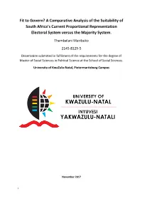 A Comparative Analysis of the Suitability of South Africa's Current