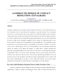 Gandhian Technique of Conflict Resolution: Satyagraha