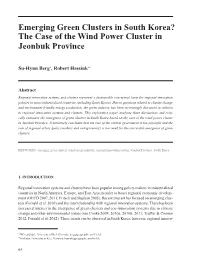 The Case of the Wind Power Cluster in Jeonbuk Province