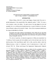 Wilhelm Dilthey's Doctrine of World Views and Its Relationship to Hermeneutics