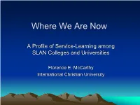 A Profile of Service-Learning Among SLAN Colleges and Universities