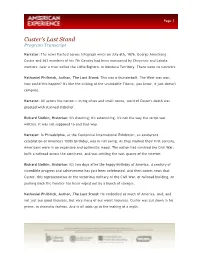 Custer's Last Stand Program Transcript