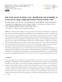 Hail Storm Hazard in Urban Areas: Identification and Probability Of