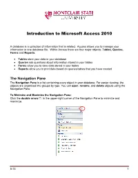 Introduction to Microsoft Access 2010