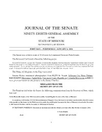 Journal of the Senate Ninety-Eighth General Assembly of the State of Missouri Second Regular Session