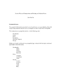 Lecture Notes on Transposition and Reading an Orchestral Score