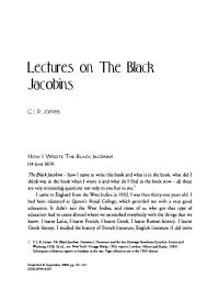 Lectures on the Black Jacobins
