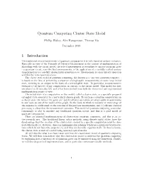 Quantum Computing Cluster State Model