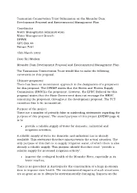 Tasmanian Conservation Trust Submission on the Meander Dam Development Proposal and Environmental Management Plan