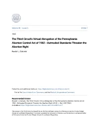 The Third Circuit's Virtual Abrogation of the Pennsylvania Abortion Control Act of 1982 - Outmoded Standards Threaten the Abortion Right