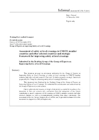 Assessment of Safety at Level Crossings in UNECE Member Countries and Other Selected Countries and Strategic Framework for Improving Safety at Level Crossings