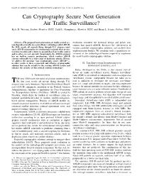 Can Cryptography Secure Next Generation Air Traffic Surveillance?