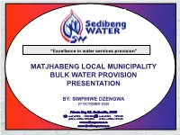 Matjhabeng Local Municipality Bulk Water Provision Presentation