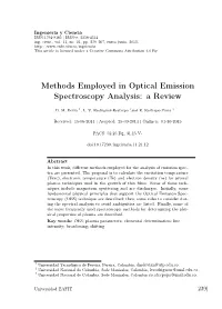 Methods Employed in Optical Emission Spectroscopy Analysis: a Review