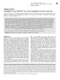 ANKRD55 and DHCR7 Are Novel Multiple Sclerosis Risk Loci