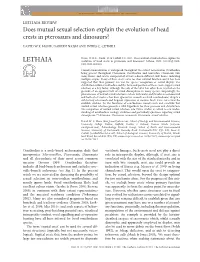 Does Mutual Sexual Selection Explain the Evolution of Head Crests in Pterosaurs and Dinosaurs?