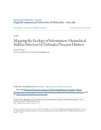 Hierarchical Habitat Selection by Nebraska Pheasant Hunters Lyndsie Wszola University of Nebraska-Lincoln, Lyndsiewszola5@Gmail.Com