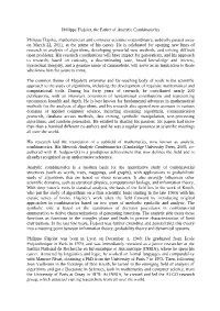 Philippe Flajolet, the Father of Analytic Combinatorics