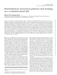 Postsettlement Movement Patterns and Homing in a Coral-Associated Fish