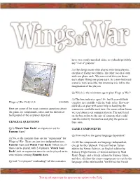 Wings of War FAQ V1.0 5/5/2005 Here Are Some of the Most Common