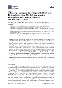 A Prototype Design and Development of the Smart Photovoltaic System Blind Considering the Photovoltaic Panel, Tracking System, and Monitoring System