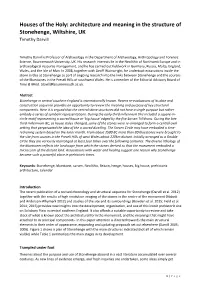 Architecture and Meaning in the Structure of Stonehenge, Wiltshire, UK Timothy Darvill