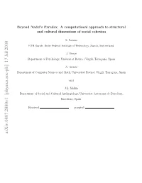 Beyond Nadel's Paradox. a Computational Approach to Structural and Cultural Dimensions of Social Cohesion