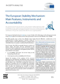 European Stability Mechanism (ESM): Main Features, Instruments and Accountability