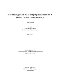 Harnessing Lithium: Managing Its Extraction in Bolivia for the Common Good