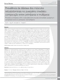 Prevalence of Diastasis of the Rectus Abdominis Muscles Immediately Postpartum: Comparison Between Primiparae and Multiparae