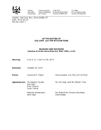 Reasons and Decision: in the Matter of 3Iq Corp. and the Bitcoin Fund
