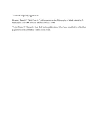 This Work Originally Appeared In: Dennett, Daniel C. "Self-Portrait."