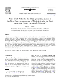 Were West Antarctic Ice Sheet Grounding Events in the Ross Sea a Consequence of East Antarctic Ice Sheet Expansion During the Middle Miocene?