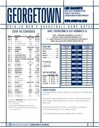 2018-19 Schedule Game 7: Georgetown (5-1) Vs