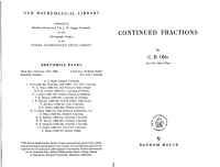CONTINUED FRACTIONS by CD Olds