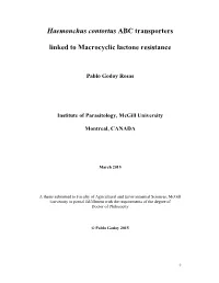 Haemonchus Contortus ABC Transporters Linked to Macrocyclic