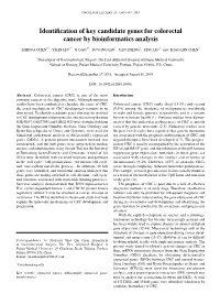 Identification of Key Candidate Genes for Colorectal Cancer by Bioinformatics Analysis