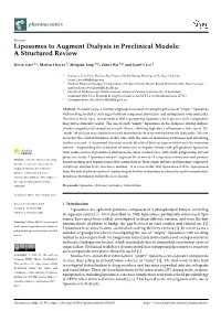 Liposomes to Augment Dialysis in Preclinical Models: a Structured Review