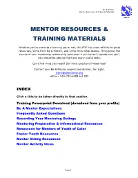 Mentor Resources & Training Materials