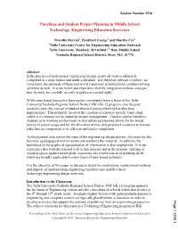 Timelines and Student Project Planning in Middle School Technology /Engineering Education Exercises