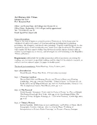 Art History 636: Titian Syllabus Fall 2017 Prof